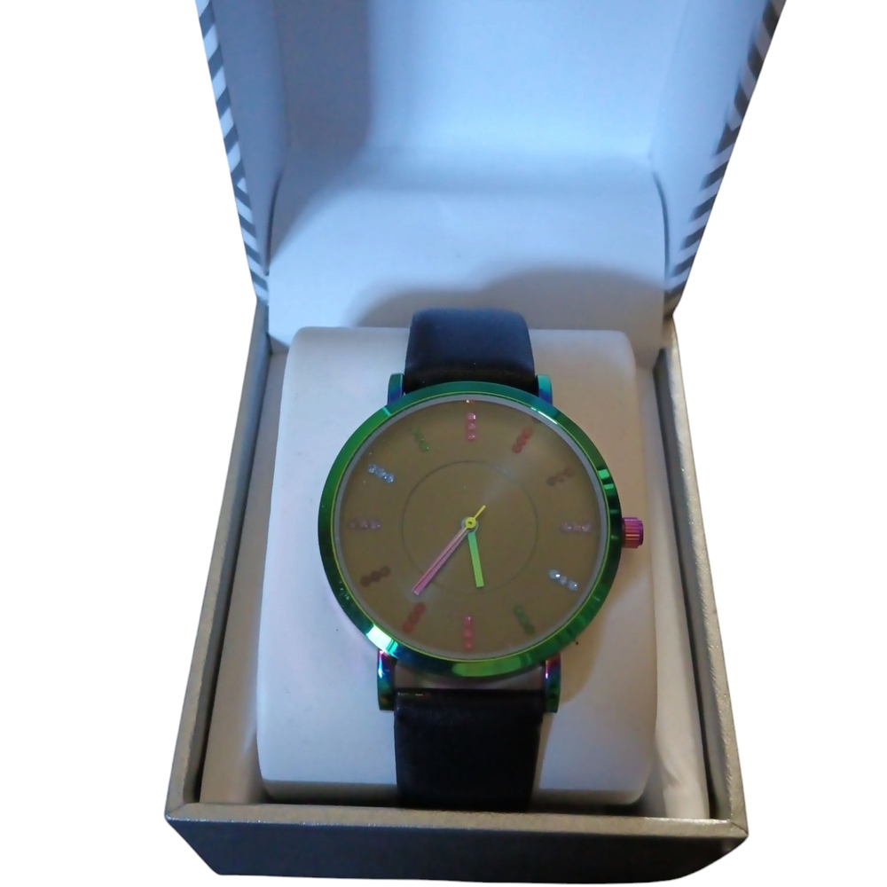 Multicolor Watch with Black Strap